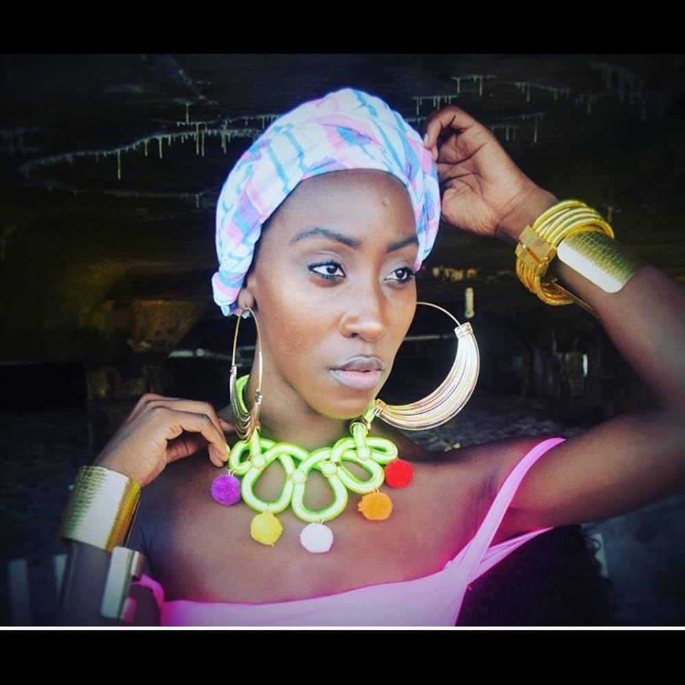Lime green abstract rope necklace